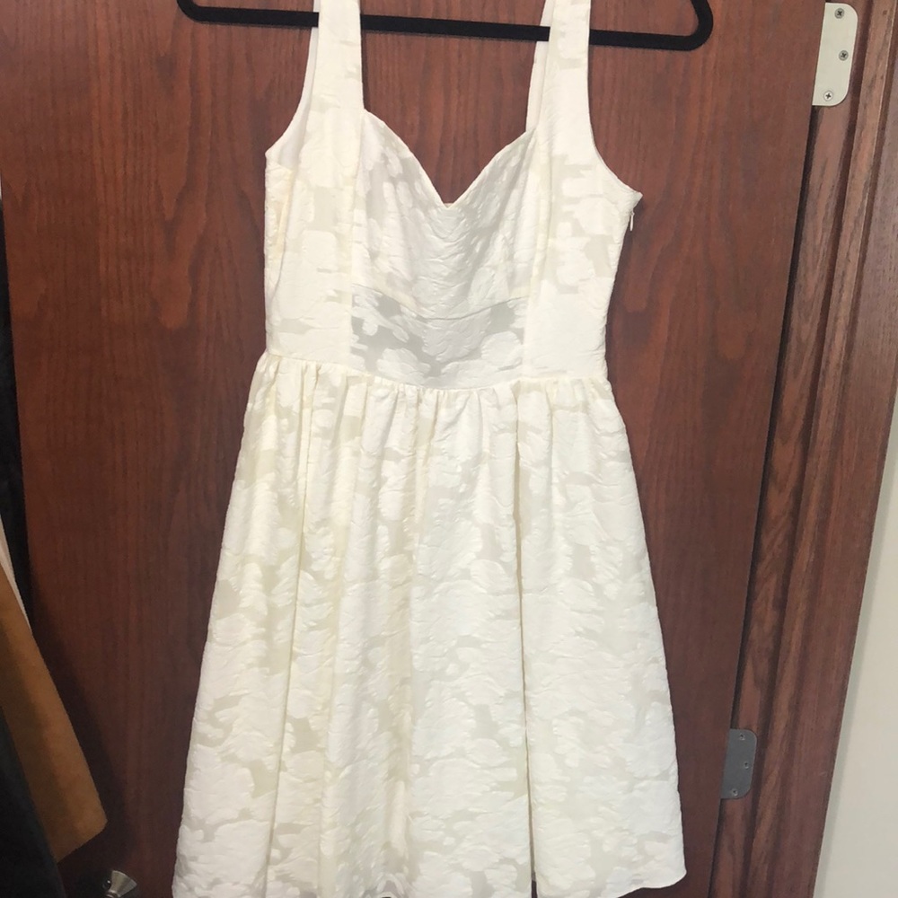 Ivory floral midi skater dress